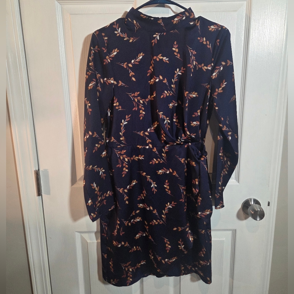 BCX Navy Floral Wrap Dress - Picture 2 of 9